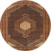 Round Traditional Bronze Brown Medallion Rug, tr1623