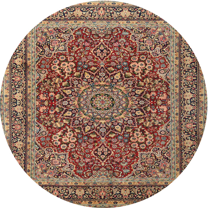 Square Machine Washable Traditional Sand Brown Rug, wshtr1624