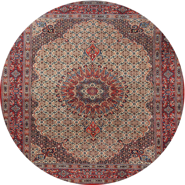 Square Machine Washable Traditional Saffron Red Rug, wshtr1625