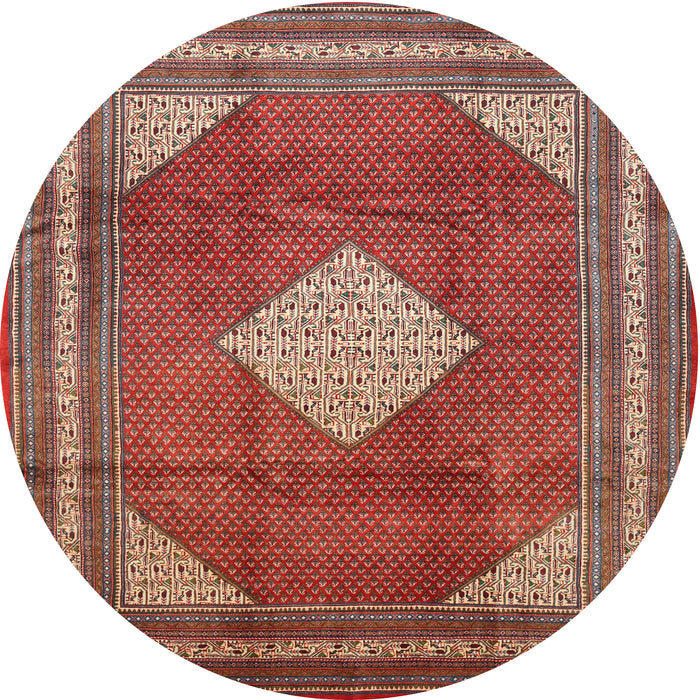 Round Traditional Orange Salmon Pink Medallion Rug, tr1626