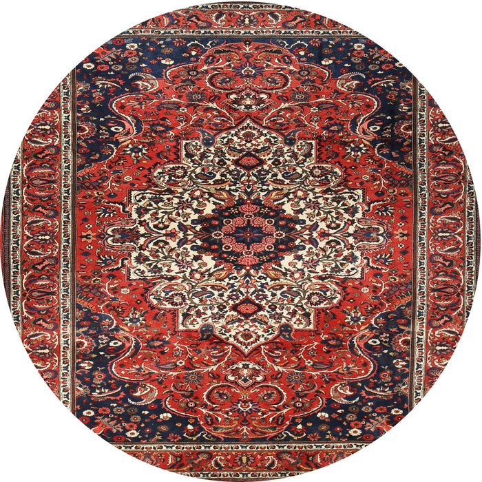 Round Traditional Dark Almond Brown Medallion Rug, tr1627