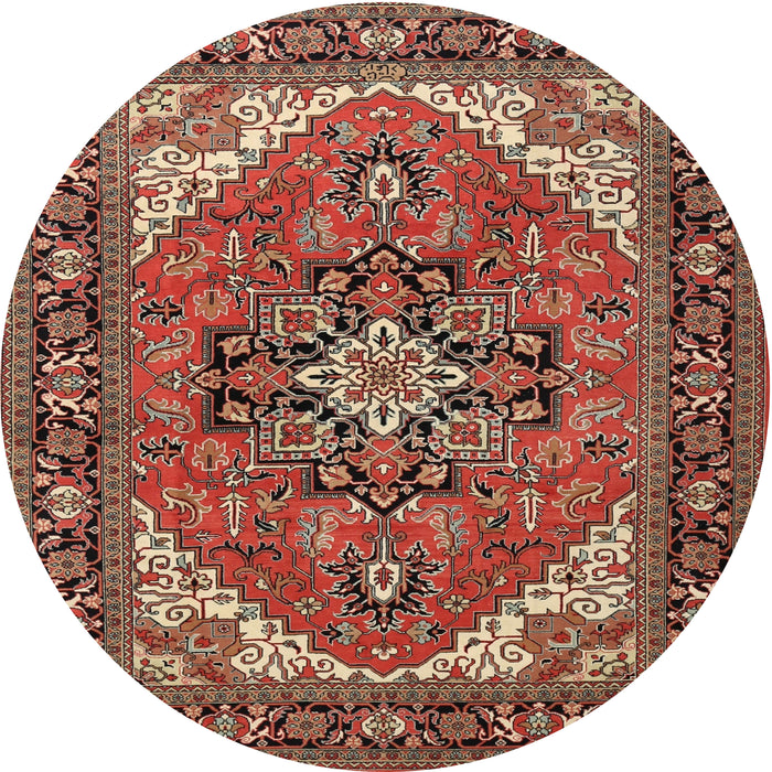 Round Traditional Saffron Red Persian Rug, tr1630