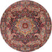 Round Traditional Saffron Red Persian Rug, tr1631