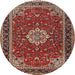 Round Traditional Orange Salmon Pink Medallion Rug, tr1634