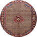 Round Traditional Saffron Red Persian Rug, tr1638