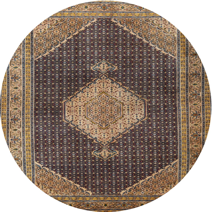 Round Traditional Bakers Brown Medallion Rug, tr1639
