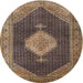 Round Traditional Bakers Brown Medallion Rug, tr1639