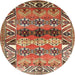 Round Traditional Sand Brown Persian Rug, tr163