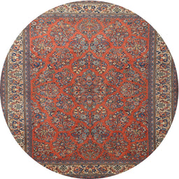 Square Machine Washable Traditional Dark Almond Brown Rug, wshtr1646