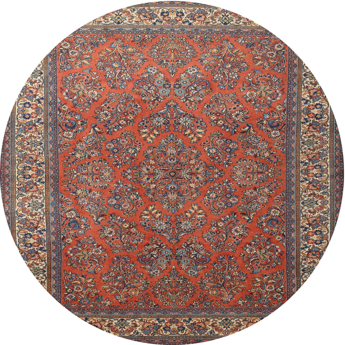 Square Machine Washable Traditional Dark Almond Brown Rug, wshtr1646