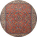 Square Machine Washable Traditional Dark Almond Brown Rug, wshtr1646