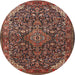 Round Traditional Orange Salmon Pink Medallion Rug, tr1648