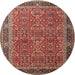 Round Traditional Red Persian Rug, tr1649