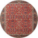 Square Machine Washable Traditional Tomato Red Rug, wshtr1649