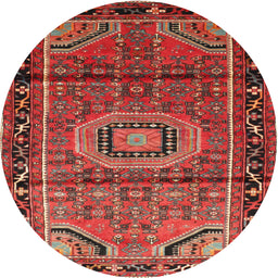 Square Machine Washable Traditional Rust Pink Rug, wshtr164