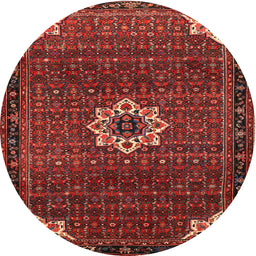Round Traditional Sienna Brown Medallion Rug, tr1650