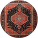 Round Traditional Rust Pink Medallion Rug, tr1652