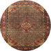 Round Traditional Saffron Red Persian Rug, tr1654