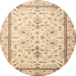 Round Traditional Sun Yellow Persian Rug, tr1657
