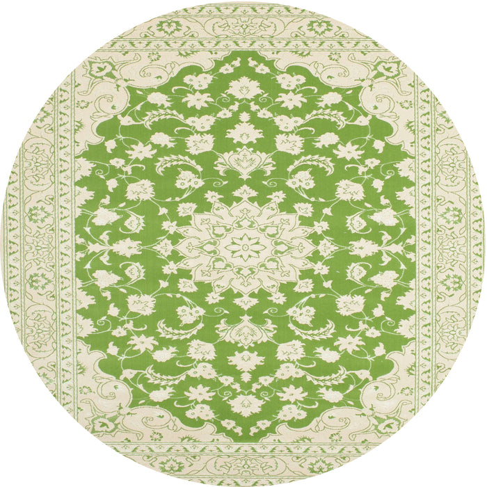 Round Traditional Yellow Green Medallion Rug, tr165