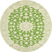 Round Traditional Yellow Green Medallion Rug, tr165