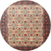 Round Traditional Brown Persian Rug, tr1662