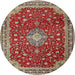 Round Traditional Red Medallion Rug, tr1663