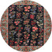 Round Traditional Dark Almond Brown Animal Rug, tr1664