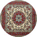 Round Traditional Sand Brown Medallion Rug, tr1666