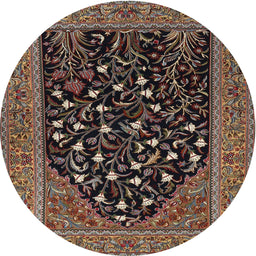 Square Machine Washable Traditional Dark Almond Brown Rug, wshtr1668