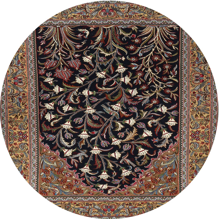 Square Machine Washable Traditional Dark Almond Brown Rug, wshtr1668