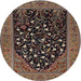 Square Machine Washable Traditional Dark Almond Brown Rug, wshtr1668