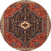 Square Machine Washable Traditional Saffron Red Rug, wshtr1670