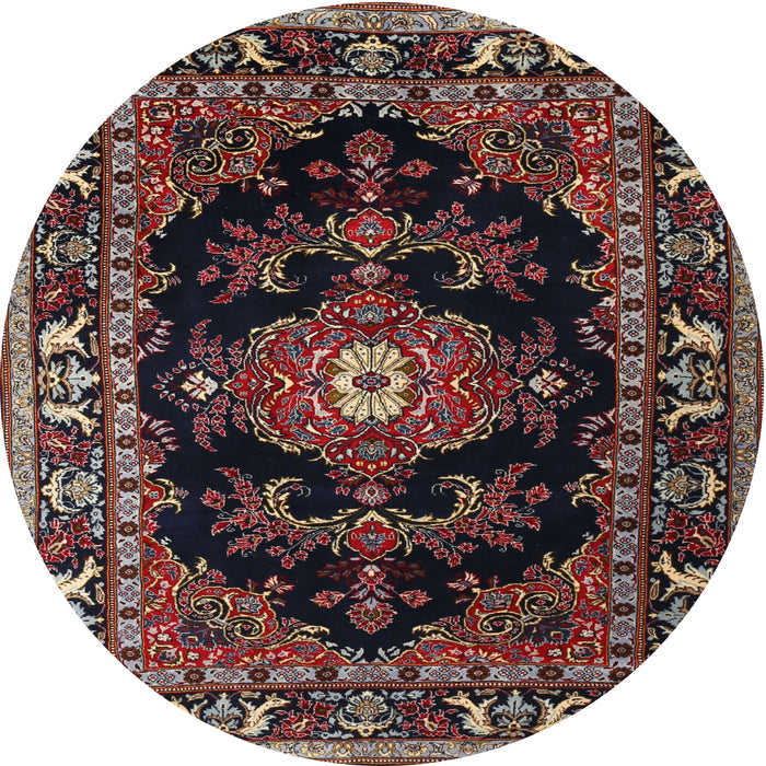 Round Traditional Dark Almond Brown Persian Rug, tr1672