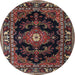 Round Traditional Dark Almond Brown Persian Rug, tr1672