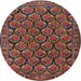 Round Traditional Dark Almond Brown Persian Rug, tr1673