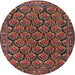 Square Machine Washable Traditional Dark Almond Brown Rug, wshtr1673