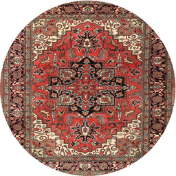 Square Machine Washable Traditional Saffron Red Rug, wshtr1674