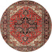 Square Machine Washable Traditional Saffron Red Rug, wshtr1674