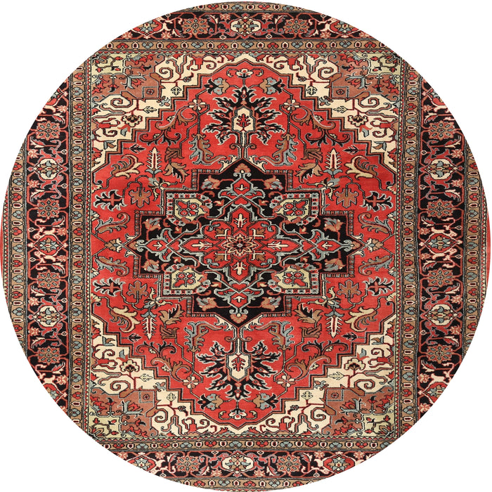 Round Traditional Saffron Red Persian Rug, tr1674