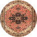 Round Traditional Dark Sienna Brown Persian Rug, tr1676