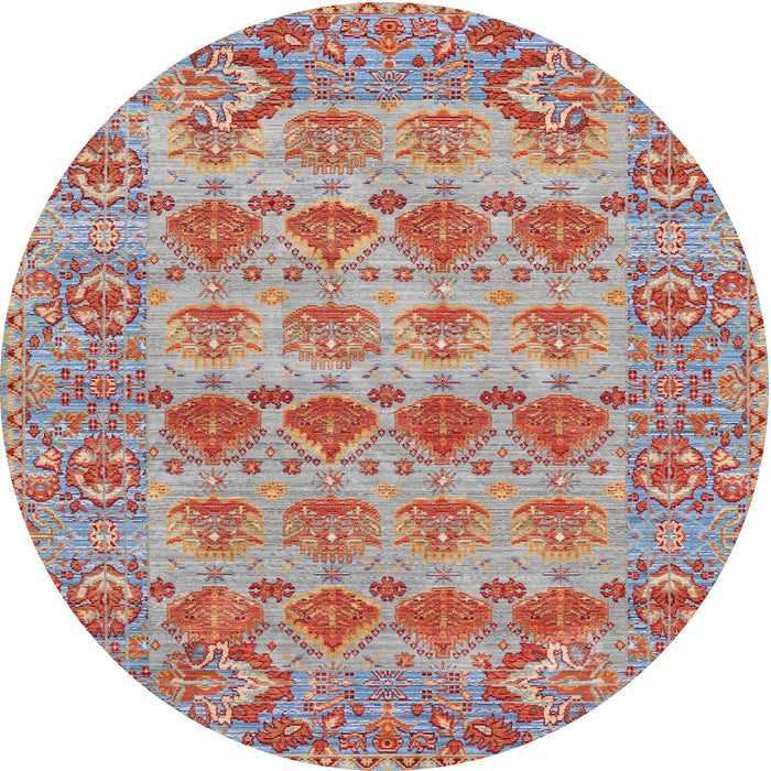 Round Traditional Chestnut Red Persian Rug, tr167