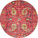 Round Traditional Red Persian Rug, tr1680