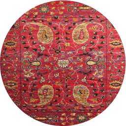 Square Machine Washable Traditional Rust Pink Rug, wshtr1681