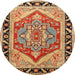 Round Traditional Sand Brown Persian Rug, tr1682