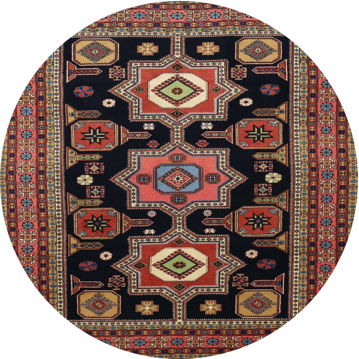 Round Traditional Dark Almond Brown Persian Rug, tr1683