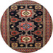 Round Traditional Dark Almond Brown Persian Rug, tr1683