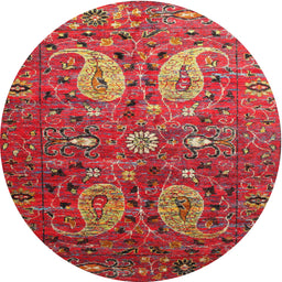 Round Traditional Rust Pink Persian Rug, tr1684