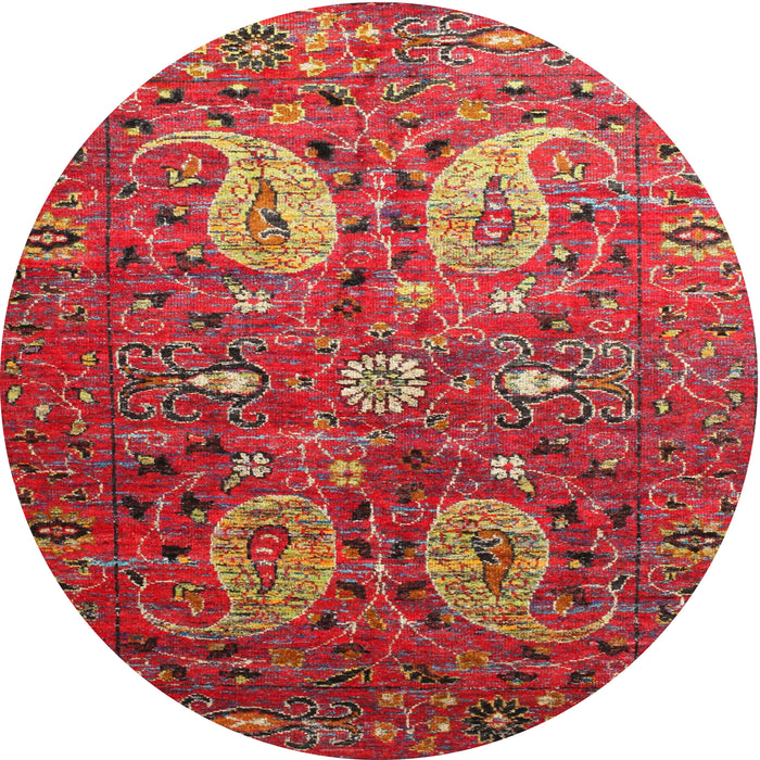 Round Traditional Rust Pink Persian Rug, tr1684