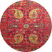 Round Traditional Rust Pink Persian Rug, tr1684